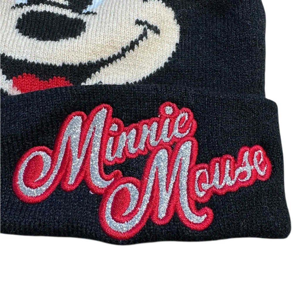 Disney Minnie Mouse Pom-Pom Ear Beanie - Black & Red